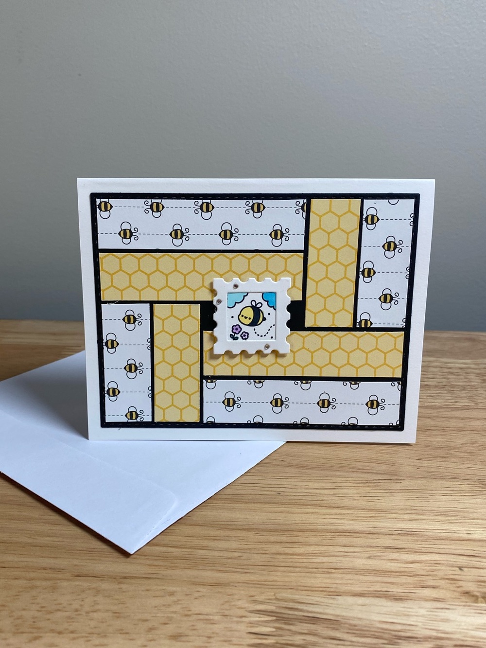 Bee Stamp Greeting Card – Handmade A2 Card – All Occasion